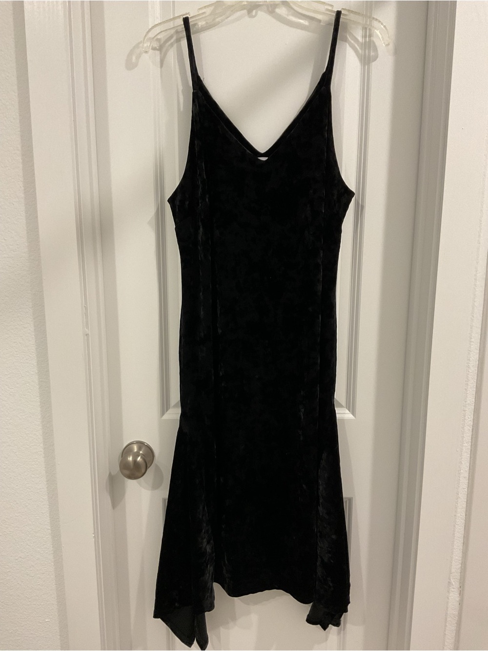Leith Black Velvet Slip Midi Dress